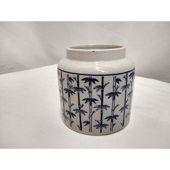 Vintage Takahashi Porcelain Jar Bamboo Design w/ Lid Made in Japan - Picture 5 of 13